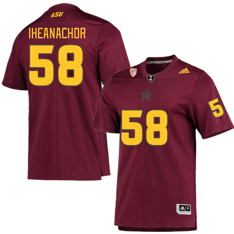 Men #58 Max Iheanachor Arizona State Sun Devils College Football Jerseys Stitched Sale-Maroon